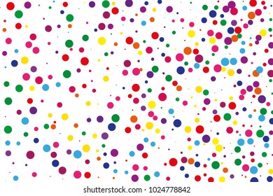 Festival pattern with color round glitter, confetti. Random, chaotic polka dot. Bright background  for party invites, wedding, cards, phone Wallpapers. Vector illustration. Typographic design.