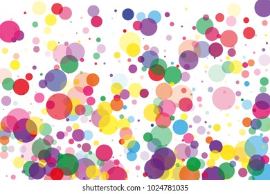Festival pattern with color round glitter, confetti. Random, chaotic polka dot. Bright background  for party invites, wedding, cards, phone Wallpapers. Vector illustration. Typographic design.