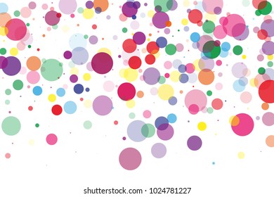 Festival pattern with color round glitter, confetti. Random, chaotic polka dot. Bright background  for party invites, wedding, cards, phone Wallpapers. Vector illustration. Typographic design.