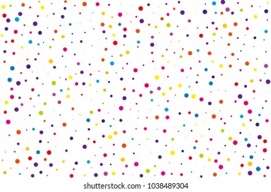 Festival pattern with color round glitter, confetti. Random, chaotic polka dot. Bright background  for party invites, wedding, cards, phone Wallpapers. Vector illustration. Typographic design.