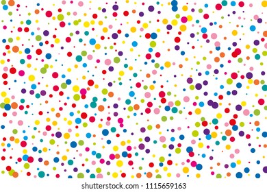 Festival pattern with color round glitter, confetti. Random, chaotic polka dot. Bright background  for party invites, wedding, cards, phone. Vector illustration. Typographic design.