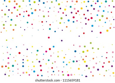 Festival pattern with color round glitter, confetti. Random, chaotic polka dot. Bright background  for party invites, wedding, cards, phone. Vector illustration. Typographic design.