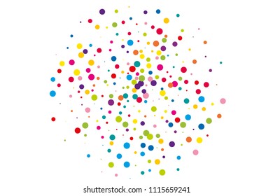 Festival pattern with color round glitter, confetti. Random, chaotic polka dot. Bright background  for party invites, wedding, cards, phone. Vector illustration. Typographic design.