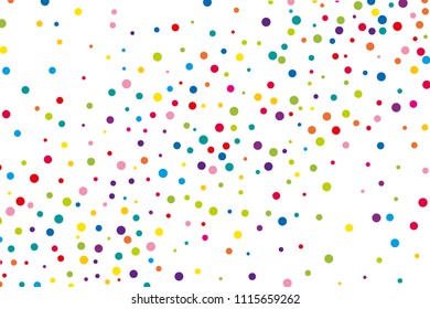 Festival pattern with color round glitter, confetti. Random, chaotic polka dot. Bright background  for party invites, wedding, cards, phone. Vector illustration. Typographic design.