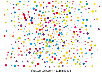 Festival pattern with color round glitter, confetti. Random, chaotic polka dot. Bright background  for party invites, wedding, cards, phone. Vector illustration. Typographic design.