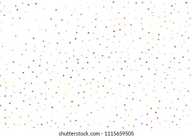 Festival pattern with color round glitter, confetti. Random, chaotic polka dot. Bright background  for party invites, wedding, cards, phone. Vector illustration. Typographic design.