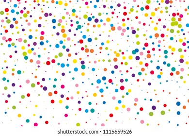 Festival pattern with color round glitter, confetti. Random, chaotic polka dot. Bright background  for party invites, wedding, cards, phone. Vector illustration. Typographic design.