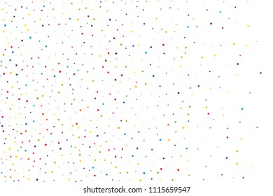 Festival pattern with color round glitter, confetti. Random, chaotic polka dot. Bright background  for party invites, wedding, cards, phone. Vector illustration. Typographic design.