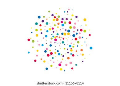 Festival pattern with color round glitter, confetti. Random, chaotic polka dot. Bright background  for party invites, wedding, cards, phone. Vector illustration. Typographic design.