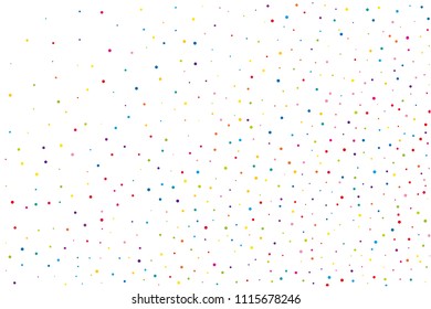 Festival pattern with color round glitter, confetti. Random, chaotic polka dot. Bright background  for party invites, wedding, cards, phone. Vector illustration. Typographic design.