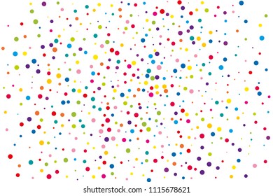 Festival pattern with color round glitter, confetti. Random, chaotic polka dot. Bright background  for party invites, wedding, cards, phone. Vector illustration. Typographic design.