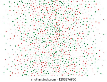 Festival pattern with color round glitter, confetti. Random, chaotic polka dot. Bright background  for party invites, wedding, cards, phone Wallpapers Vector illustration Christmas color red and green