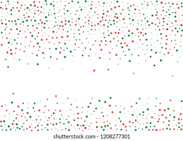 Festival pattern with color round glitter, confetti. Random, chaotic polka dot. Bright background  for party invites, wedding, cards, phone Wallpapers Vector illustration Christmas color red and green