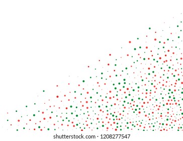 Festival pattern with color round glitter, confetti. Random, chaotic polka dot. Bright background  for party invites, wedding, cards, phone Wallpapers Vector illustration Christmas color red and green