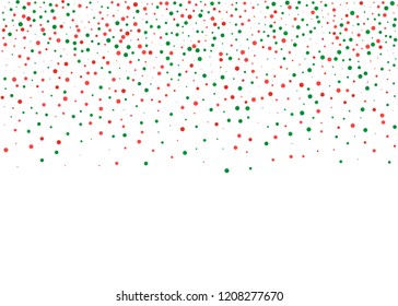 Festival pattern with color round glitter, confetti. Random, chaotic polka dot. Bright background  for party invites, wedding, cards, phone Wallpapers Vector illustration Christmas color red and green