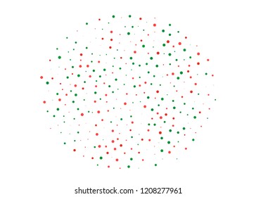 Festival pattern with color round glitter, confetti. Random, chaotic polka dot. Bright background  for party invites, wedding, cards, phone Wallpapers Vector illustration Christmas color red and green