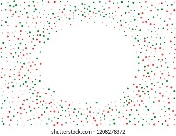 Festival pattern with color round glitter, confetti. Random, chaotic polka dot. Bright background  for party invites, wedding, cards, phone Wallpapers Vector illustration Christmas color red and green