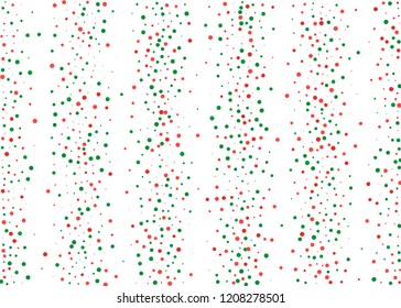 Festival pattern with color round glitter, confetti. Random, chaotic polka dot. Bright background  for party invites, wedding, cards, phone Wallpapers Vector illustration Christmas color red and green