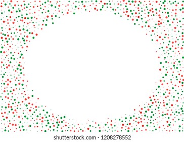 Festival pattern with color round glitter, confetti. Random, chaotic polka dot. Bright background  for party invites, wedding, cards, phone Wallpapers Vector illustration Christmas color red and green