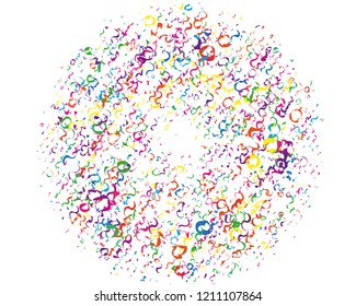 Festival pattern with color round glitter, confetti, serpentine. Bright background  for party invites, wedding, cards, phone Wallpapers. Vector illustration. Typographic design.