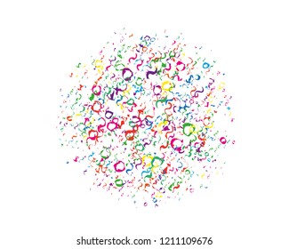 Festival pattern with color round glitter, confetti, serpentine. Bright background  for party invites, wedding, cards, phone Wallpapers. Vector illustration. Typographic design.