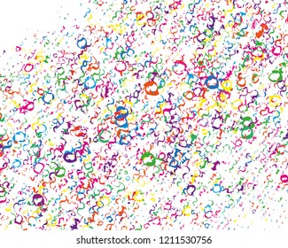 Festival pattern with color round glitter, confetti, serpentine. Bright background for party invites, wedding, cards, phone Wallpapers. Vector illustration. Typographic design.
