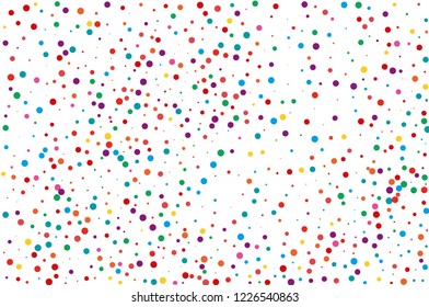 Festival pattern with color round glitter, confetti. Random, chaotic polka dot. Bright background  for party invites, wedding, cards, phone Wallpapers. Vector illustration. Typographic design.