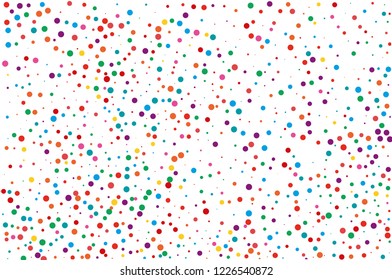 Festival pattern with color round glitter, confetti. Random, chaotic polka dot. Bright background  for party invites, wedding, cards, phone Wallpapers. Vector illustration.