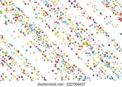 Festival pattern with color round glitter, confetti. Random, chaotic polka dot. Bright background  for party invites, wedding, cards, phone Wallpapers. Vector illustration. 