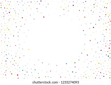 Festival pattern with color round glitter, confetti. Random, chaotic polka dot. Bright background  for party invites, wedding, cards, phone Wallpapers. Vector illustration. 