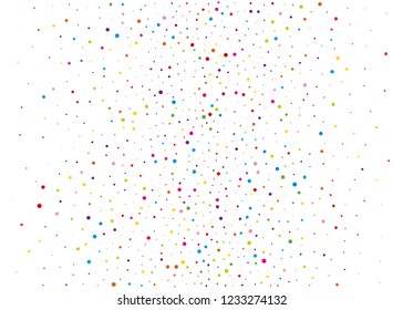 Festival pattern with color round glitter, confetti. Random, chaotic polka dot. Bright background  for party invites, wedding, cards, phone Wallpapers. Vector illustration. 