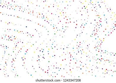 Festival pattern with color round glitter, confetti. Random, chaotic polka dot. Bright background  for party invites, wedding, cards, phone Wallpapers. Vector illustration. Typographic design.