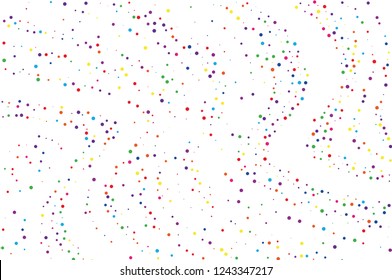 Festival pattern with color round glitter, confetti. Random, chaotic polka dot. Bright background  for party invites, wedding, cards, phone Wallpapers. Vector illustration. Typographic design.