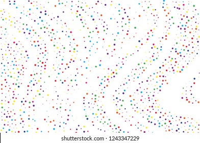 Festival pattern with color round glitter, confetti. Random, chaotic polka dot. Bright background  for party invites, wedding, cards, phone Wallpapers. Vector illustration. Typographic design.