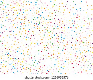Festival pattern with color round glitter, confetti. Random, chaotic polka dot. Bright background  for party invites, wedding, cards, phone Wallpapers. Vector illustration. Typographic design.