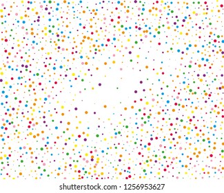 Festival pattern with color round glitter, confetti. Random, chaotic polka dot. Bright background  for party invites, wedding, cards, phone Wallpapers. Vector illustration. Typographic design.