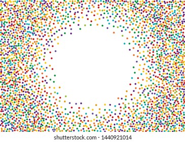 Festival pattern with color round glitter, confetti. Random, chaotic polka dot. Bright background  for party invites, wedding, cards, phone Wallpapers. Vector illustration. Typographic design.