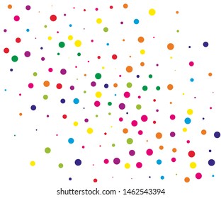 Festival pattern with color round glitter, confetti. Random, chaotic polka dot. Bright background  for party invites, wedding, cards, phone Wallpapers. Vector illustration. 