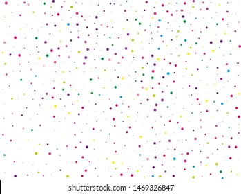 Festival pattern with color round glitter, confetti. Random, chaotic polka dot. Bright background  for party invites, wedding, cards, phone Wallpapers. Vector illustration. Typographic design.