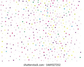 Festival pattern with color round glitter, confetti. Random, chaotic polka dot. Bright background  for party invites, wedding, cards, phone Wallpapers. Vector illustration. Typographic design.