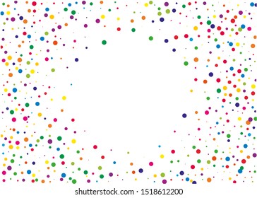 Festival Muster mit Farbe rund glitter, Konfetti. Zufällig, chaotischer Polka-Punkt. Heller Hintergrund für Feiertage, Hochzeit, Karten, Telefonwallungen. Vektorgrafik