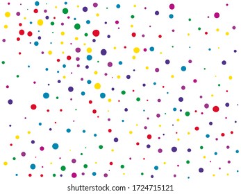 Festival Muster mit Farbe rund glitter, Konfetti. Zufällig, ein chaotischer Polka-Punkt. Heller Hintergrund für Party Einladungen, Hochzeit, Karten, Handy Wallpaper. Vector-Abbildung. 