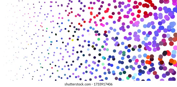 Patrón de festival con brillo redondo de color, confeti. Punto polka al azar. Fondo brillante para invitaciones de fiesta, boda, tarjetas, fondos de pantalla del teléfono. Ilustración del vector