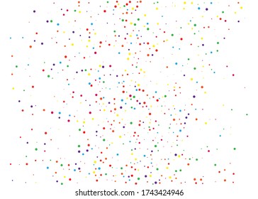 Patrón de festival con brillo redondo de color, confeti. Punto polka al azar. Fondo colorido para invitaciones de fiesta, boda, tarjetas, fondos de pantalla del teléfono. Ilustración vectorial. Diseño tipográfico.