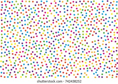 Festival pattern with color round glitter, confetti. Random, chaotic polka dot. Bright background  for party invites, wedding, cards, phone Wallpapers. Vector illustration. Typographic design.