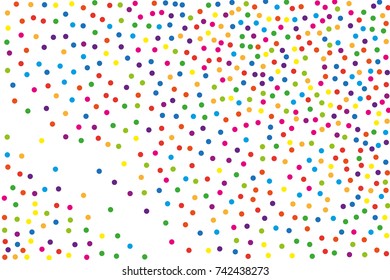 Festival pattern with color round glitter, confetti. Random, chaotic polka dot. Bright background  for party invites, wedding, cards, phone Wallpapers. Vector illustration. Typographic design.