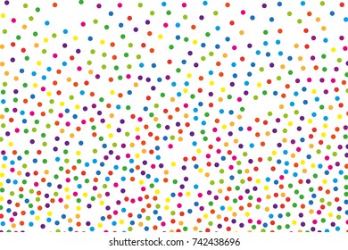 Festival pattern with color round glitter, confetti. Random, chaotic polka dot. Bright background  for party invites, wedding, cards, phone Wallpapers. Vector illustration. Typographic design.