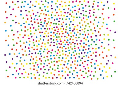 Festival pattern with color round glitter, confetti. Random, chaotic polka dot. Bright background  for party invites, wedding, cards, phone Wallpapers. Vector illustration. Typographic design.