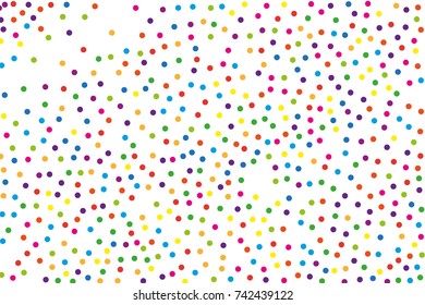 Festival pattern with color round glitter, confetti. Random, chaotic polka dot. Bright background  for party invites, wedding, cards, phone Wallpapers. Vector illustration. Typographic design.