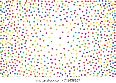 Festival pattern with color round glitter, confetti. Random, chaotic polka dot. Bright background  for party invites, wedding, cards, phone Wallpapers. Vector illustration. Typographic design.